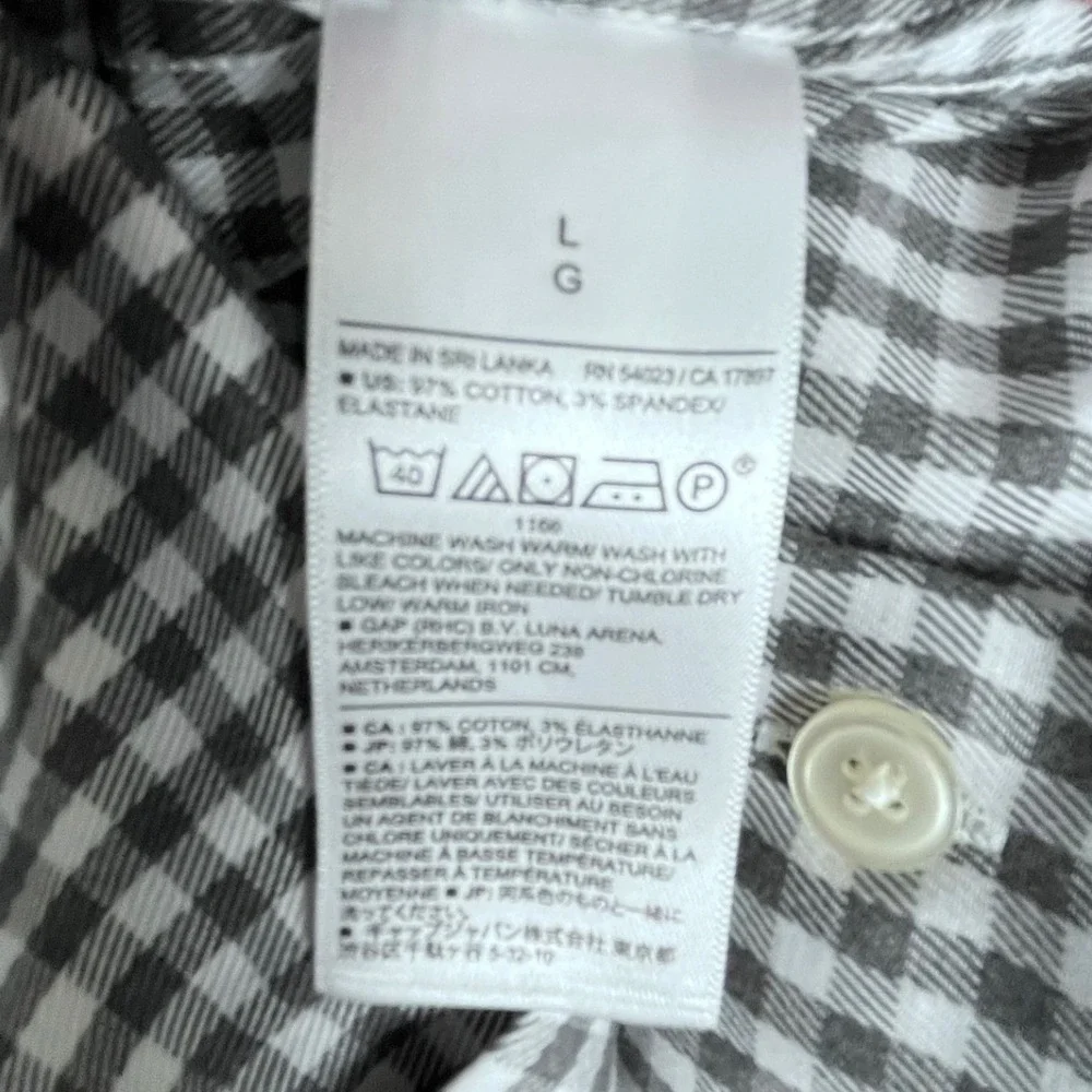 Banana‎ Republic Mens Large Slim Fit Wrinkle Resistant Gingham Button Down Shirt