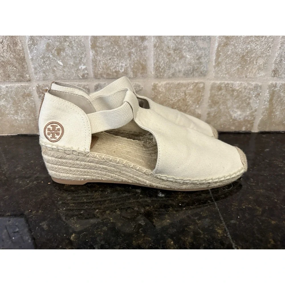 Tory Burch Neutral Catalina‎ Low Wedge Espadrille Shoes Women's 10.5 NWOT