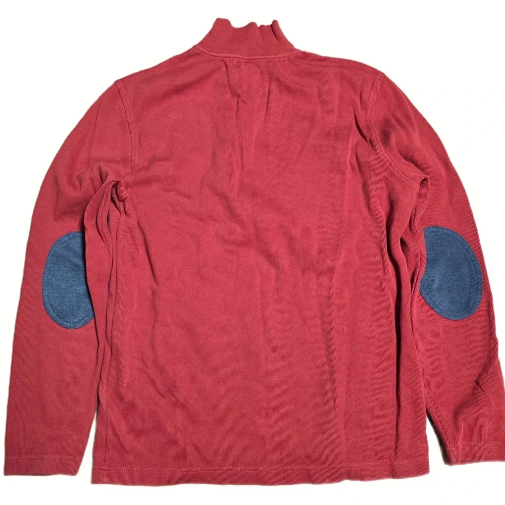Banana‎ Republic Ribbed Quarter Zip Sweater Men's Size M Orange Elbow Patches