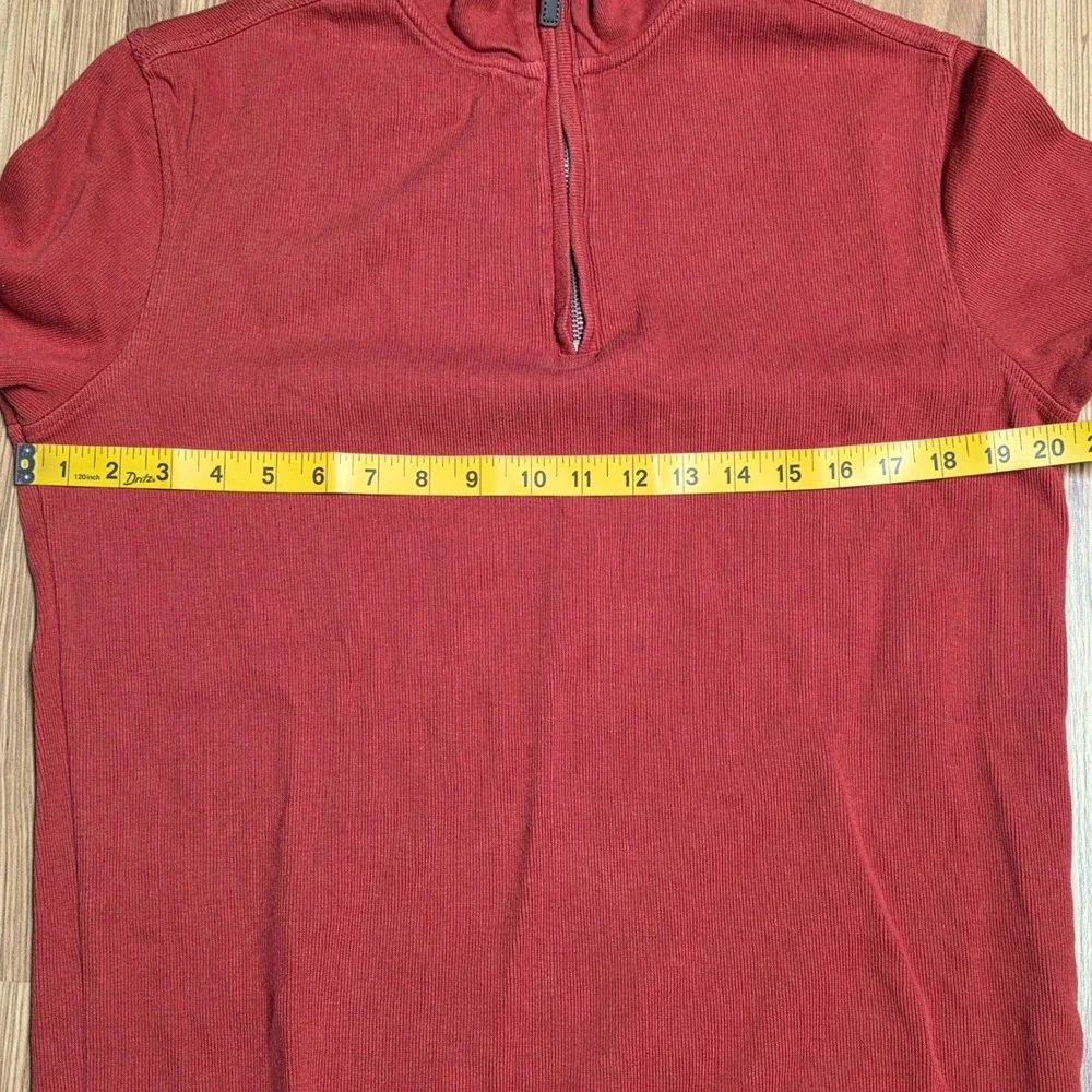 Banana‎ Republic Ribbed Quarter Zip Sweater Men's Size M Orange Elbow Patches