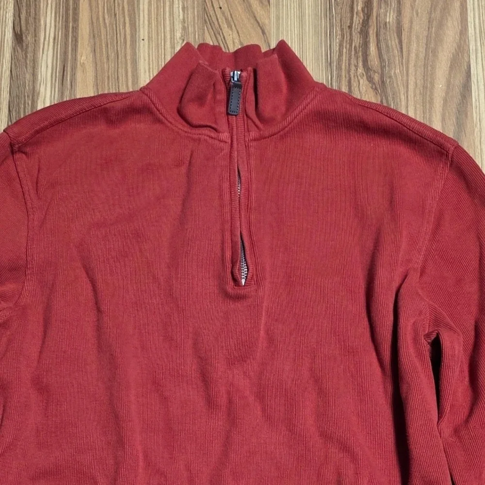 Banana‎ Republic Ribbed Quarter Zip Sweater Men's Size M Orange Elbow Patches