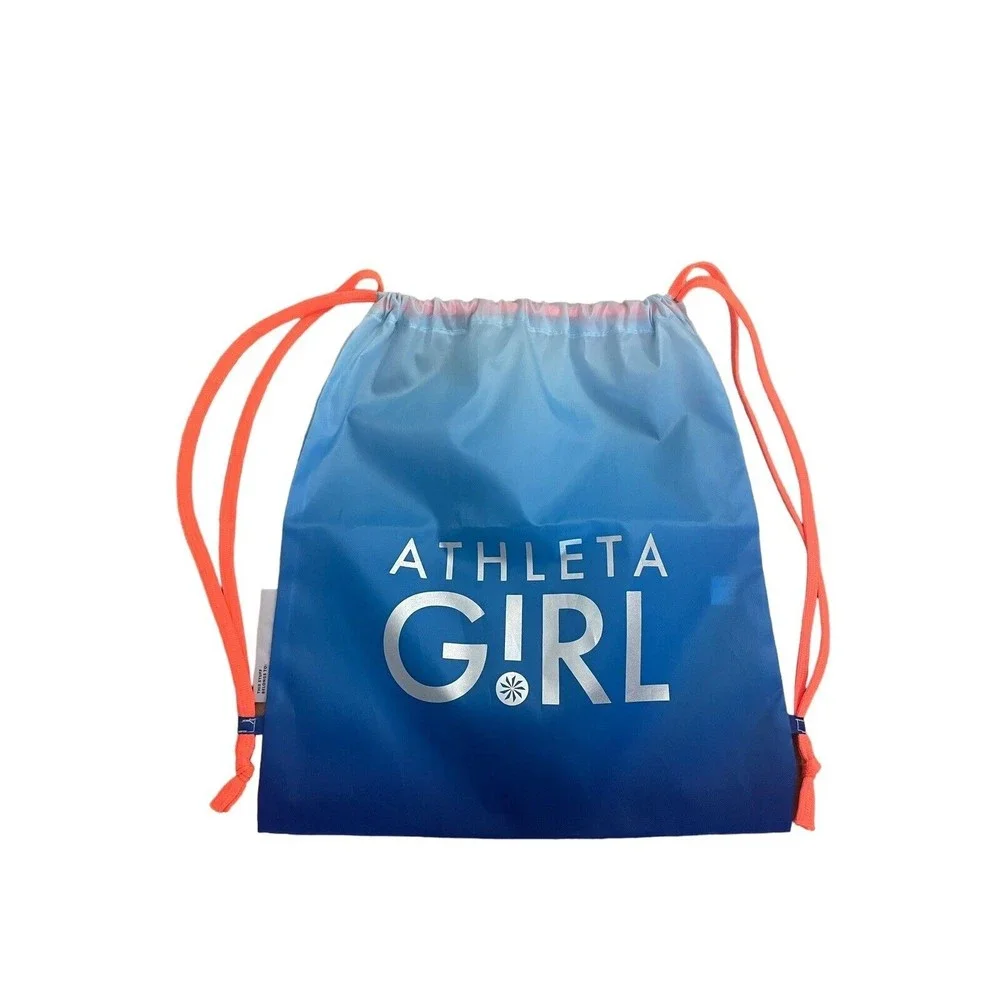 ATHLETA Girl Drawstring Backpack Bag‎ Blue Orange