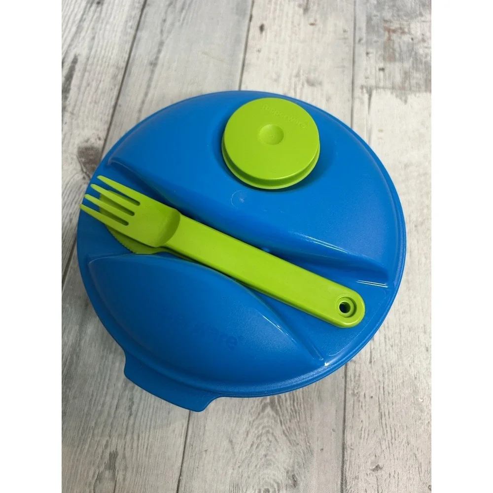 Blue Tupperware‎ On The Go Lunch Salad Bowl Complete Set 1700 1.5L 6 1/3 Cups