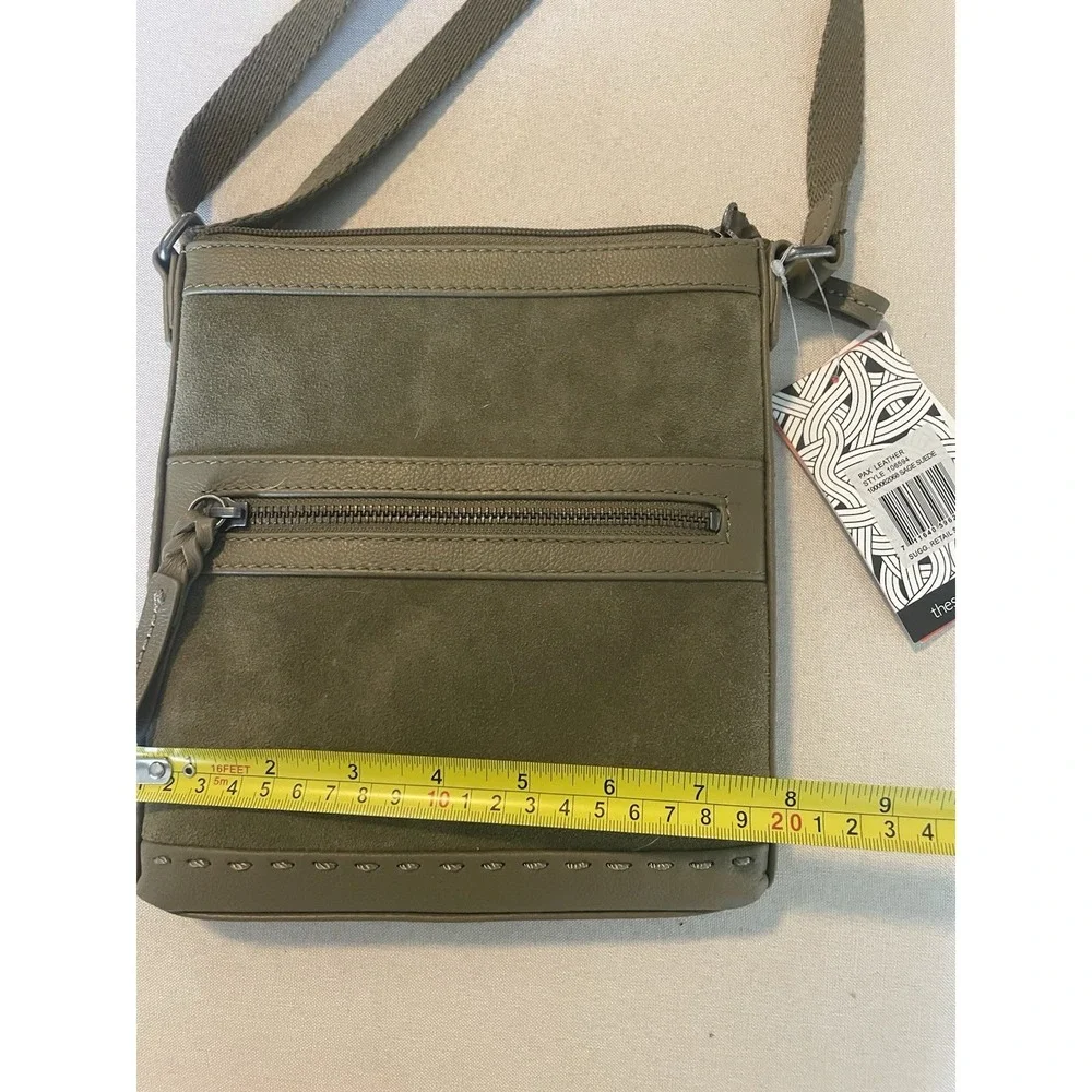 The Sak Sage Green Suede NEW Crossbody Shoulder‎ Bag Square Purse Leather