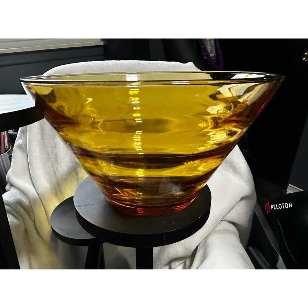 Vintage Hazel Atlas Waterfall Salad Bowl Clear Pressed Glass 1940s Depression‎