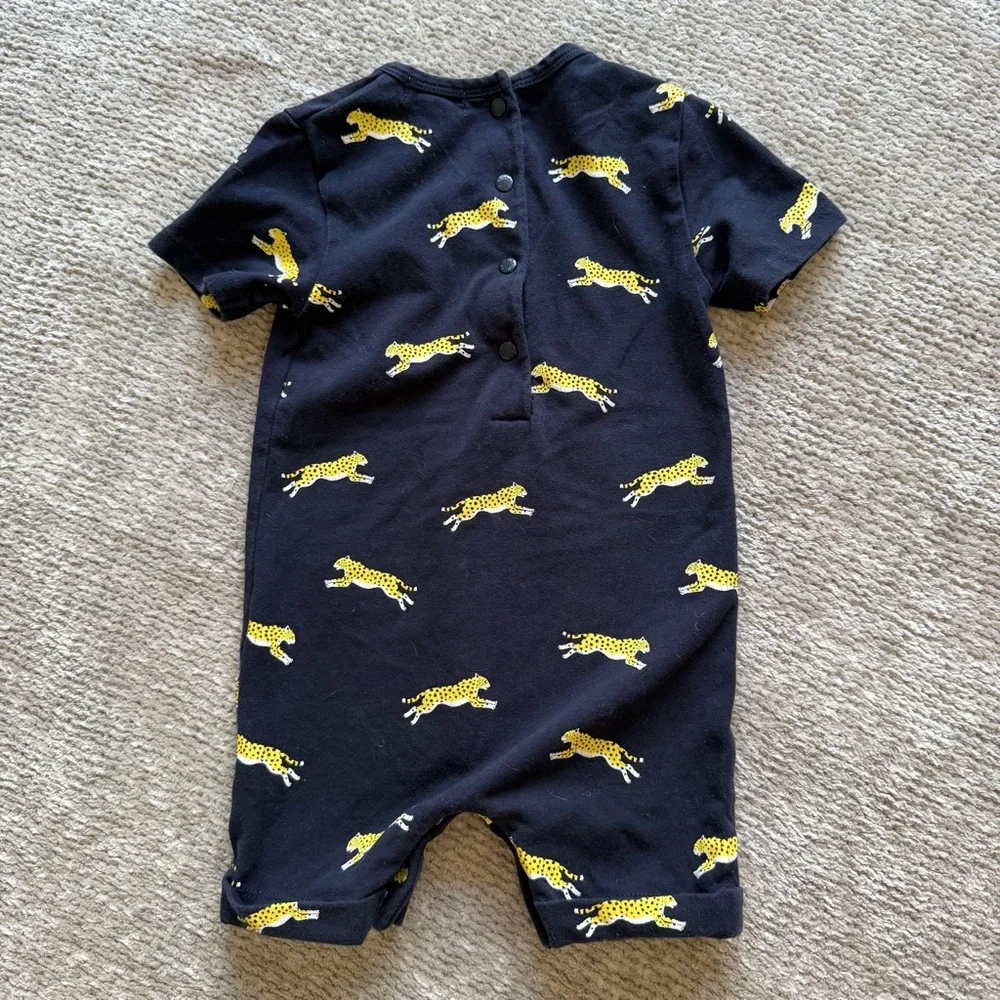 Miles The Label‎ Baby Romper 12M Cheetah Leopard Print Short Sleeve One Piece
