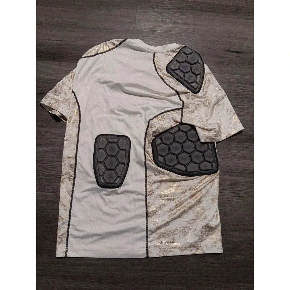 Adidas Men's Climacool White/Gold Padded Compression Football Shirt Size‎ XL