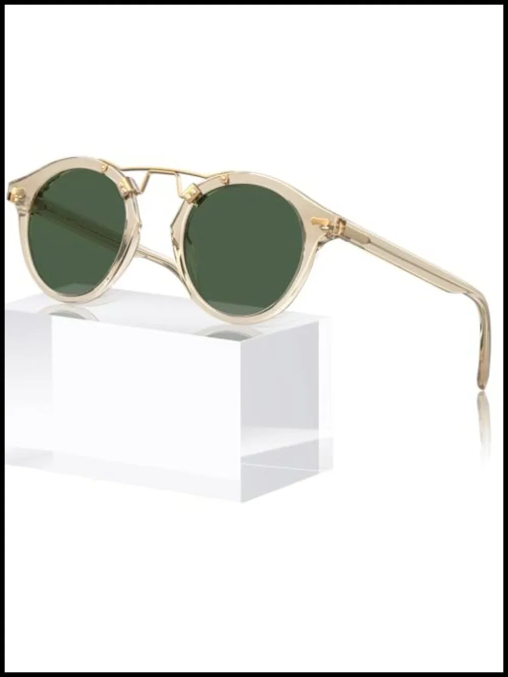 Retro Metal Brow Round Acetate Sunglasses Polarized UV Protection