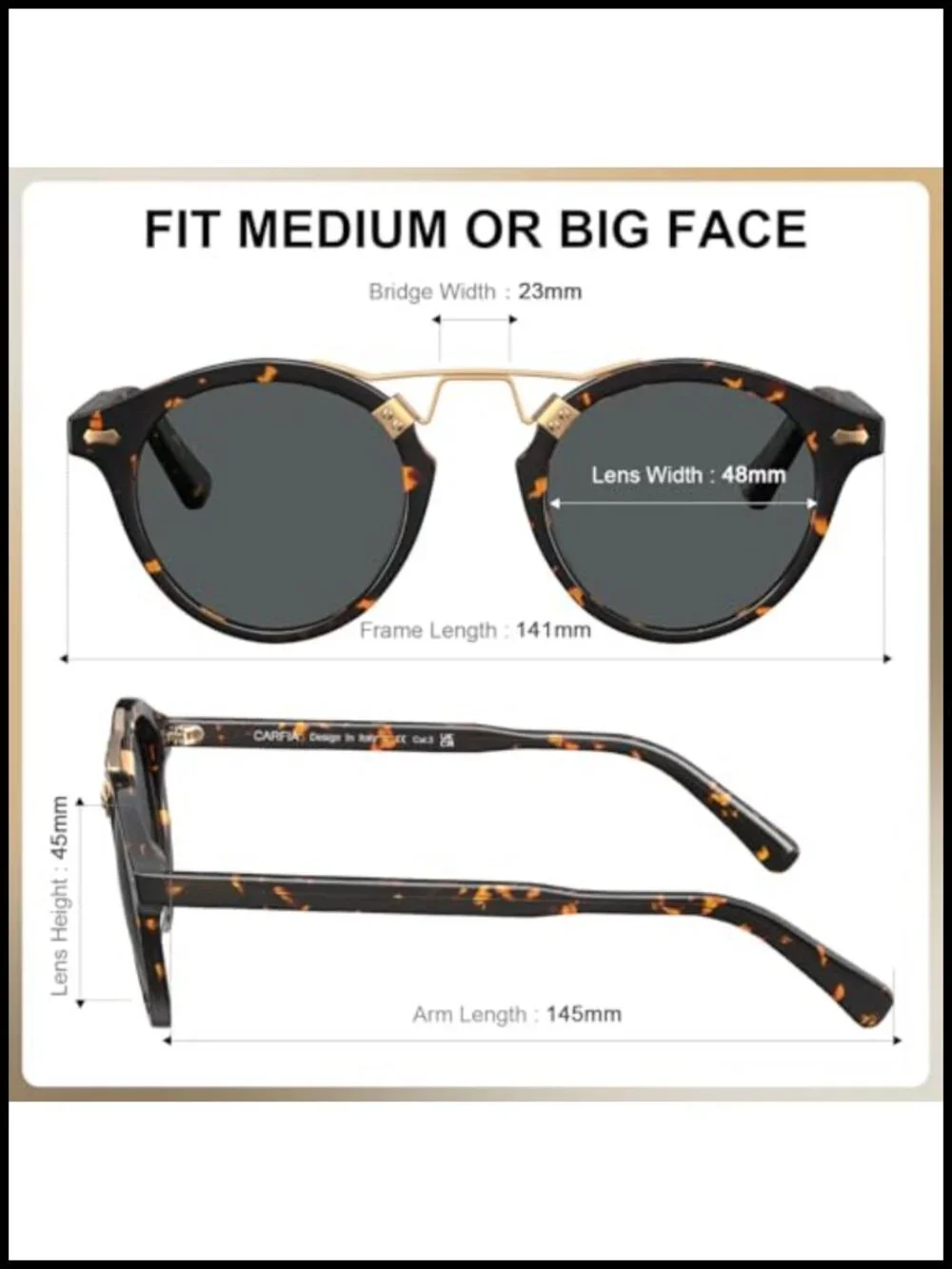 Retro Round Acetate Polarized Sunglasses UV Protection
