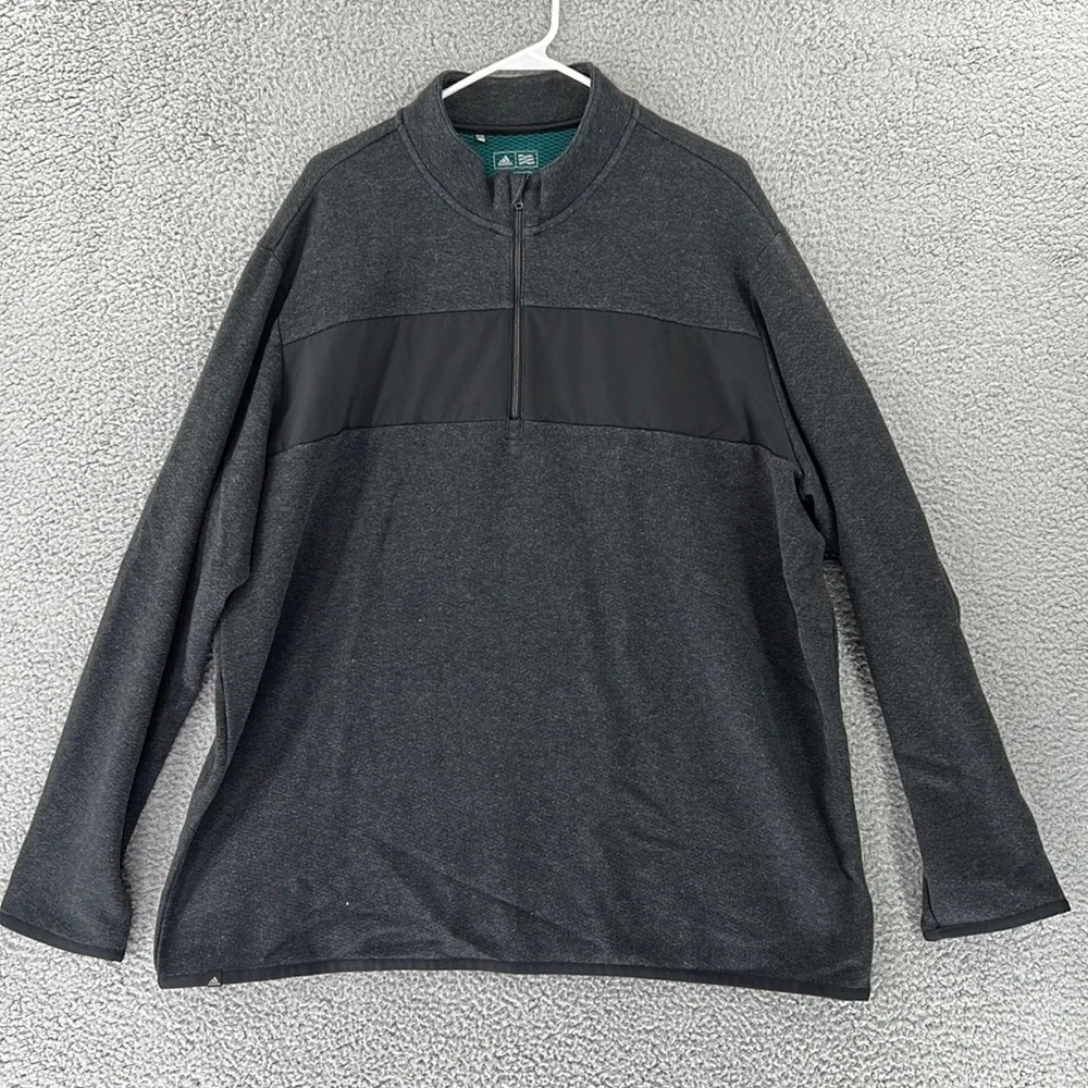 Adidas‎ Pullover Fleece 1/4 Zip Long Sleeve Sweater Mens XXL Gray