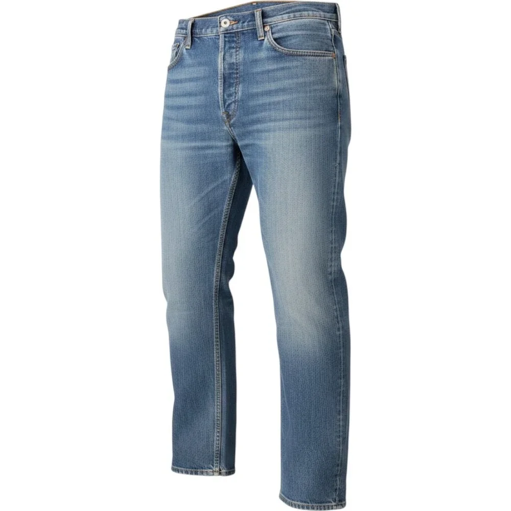 Levis 501 Original Fit Mens Jeans W44 L32 Medium Wash Blue Button Fly Straight