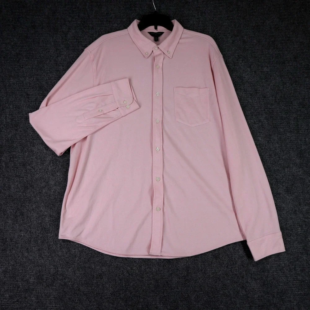 Banana Republic Button Down Shirt Mens XL Pink Slim Fit Pique Office Wear