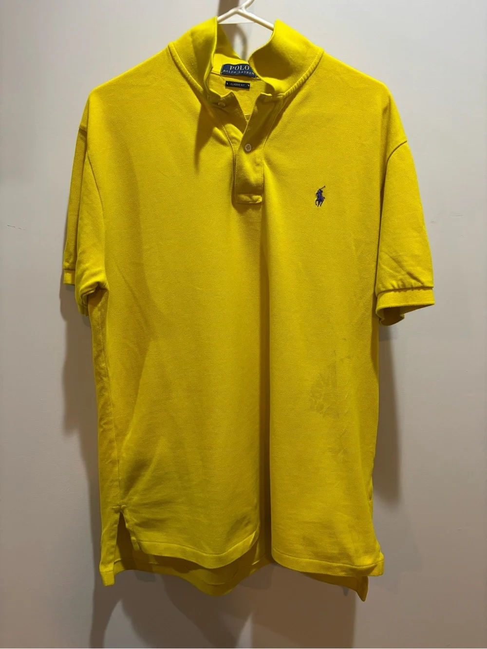 Polo by Ralph Lauren Men’s Bright Yellow Classic Polo with Navy Pony