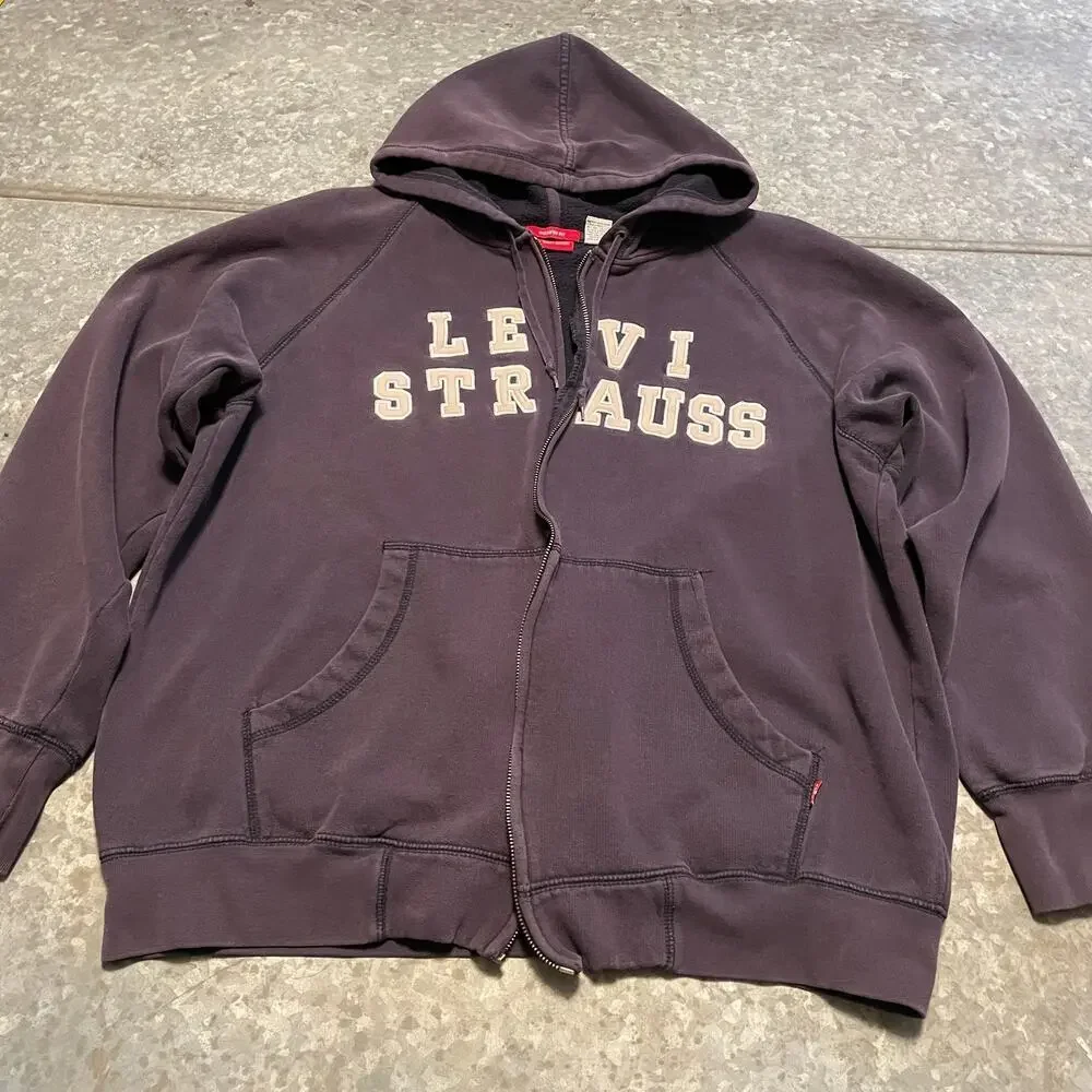 Vintage Levi's Levi Strauss Spellout Embroidered Hoodie Sweatshirt XL 90s Y2K