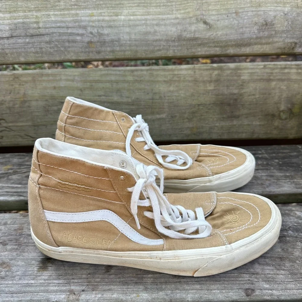 Vans Sk8-Hi Tapered Eco‎ Theory  Peace Leaf Mustard High Top Sneakers Men's 11.5