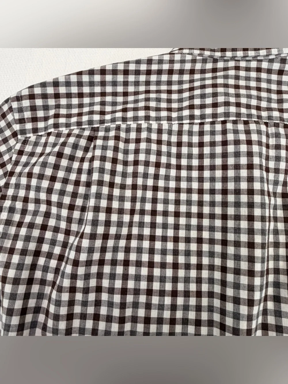 J. Crew Brown and White Gingham Button-Down Shirt