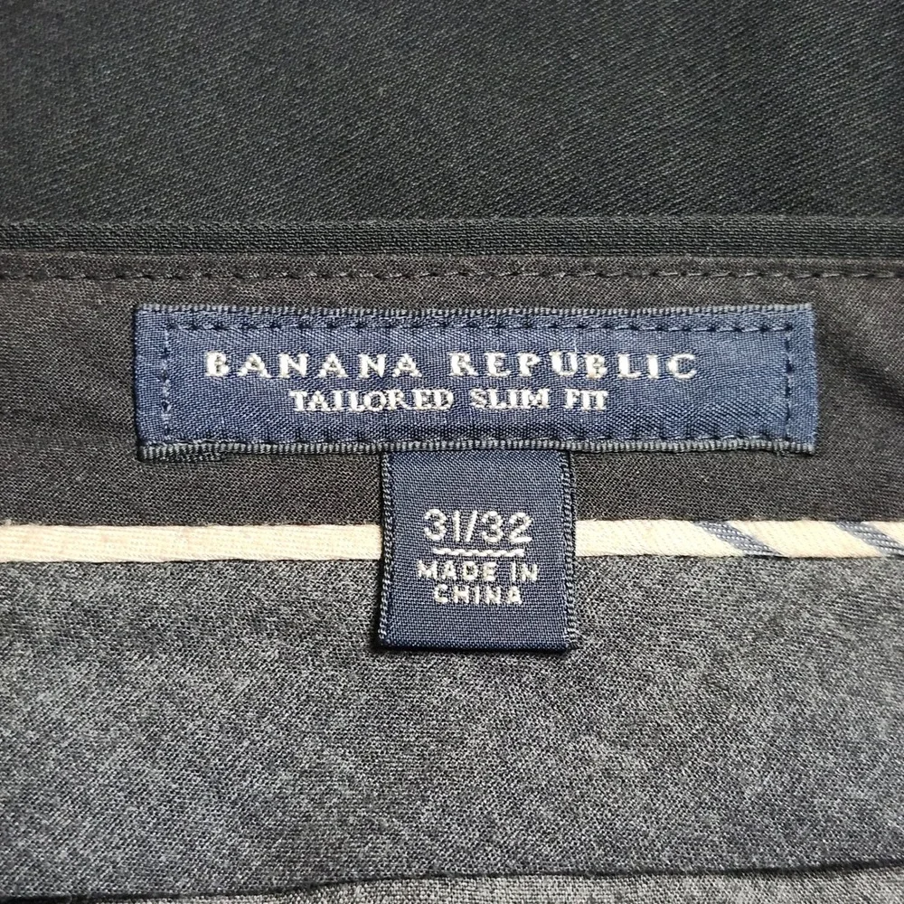 Banana Republic Cerruti Dress Pants Mens Size 31x32 Black Wool Tailored Slim Fit