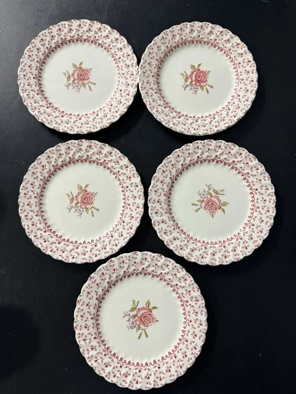 Set of 5 Johnson Brothers Rose Bouquet Pink Floral 6 1/4