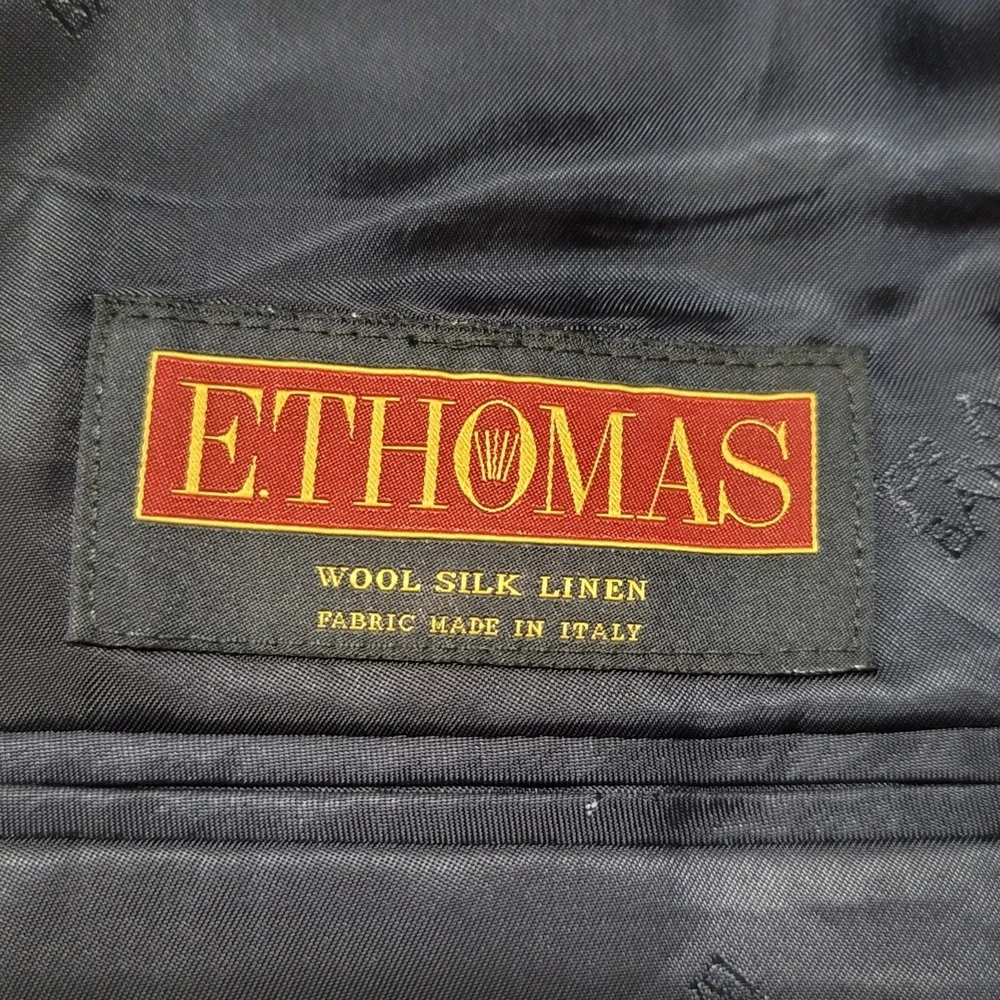 E.Thomas JAB Burgundy Navy 2 Button Wool Silk Linen Sport Coat‎ Size 46 Long