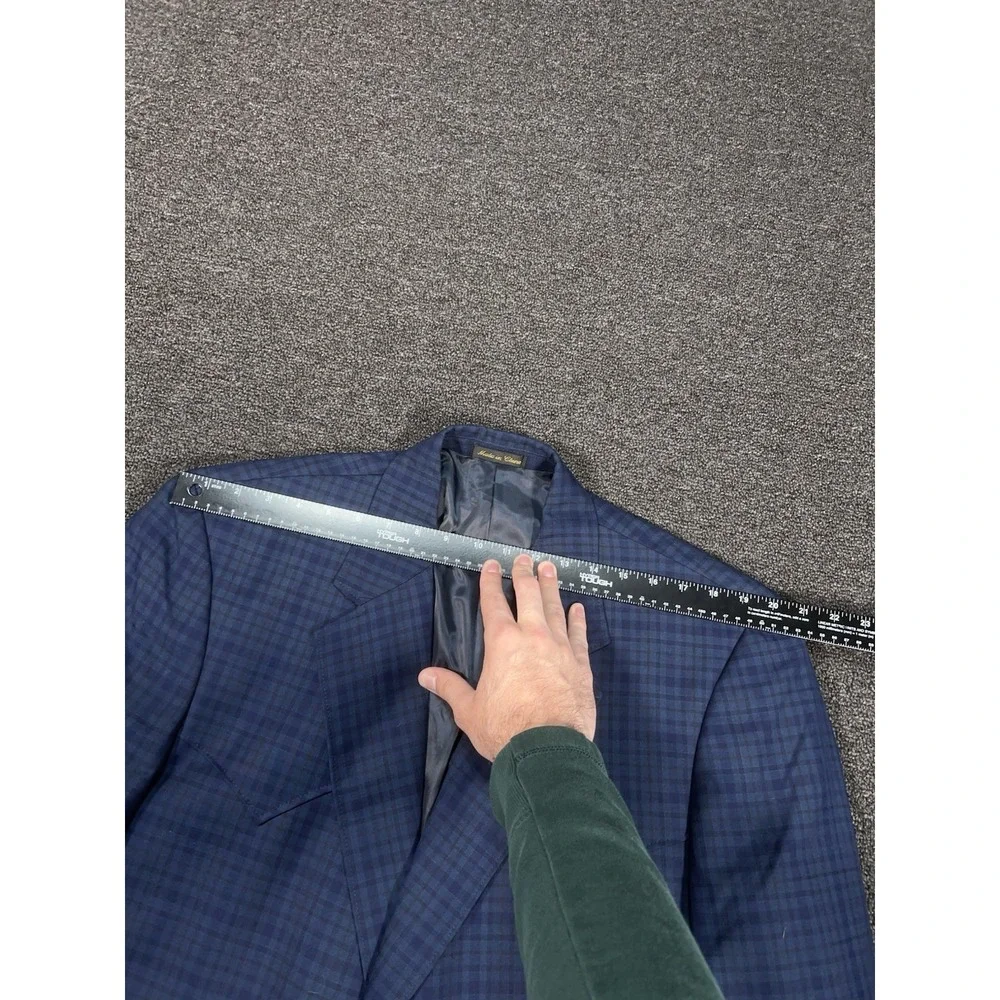 Circle S Western Blazer Jacket Men 48L Blue Gingham Check‎ Yokes Cowboy Ranch