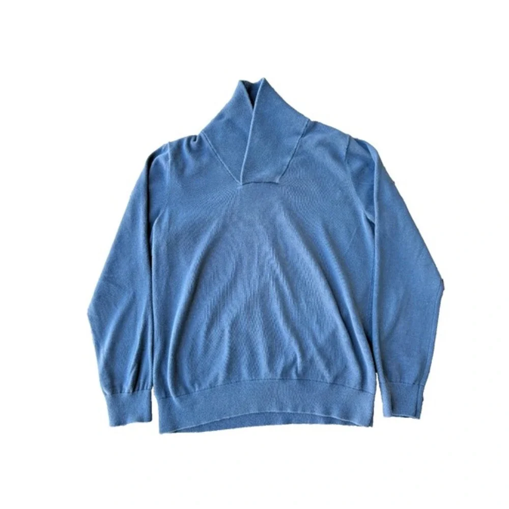 Banana Republic Sweater Mens M‎ Blue Shawl Neck Pullover Knit Preppy Classic