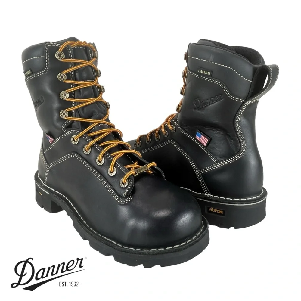 Danner Quarry USA Men 7.5D‎ Black Gore Tex EH Vibram Heavy Duty Work Boots