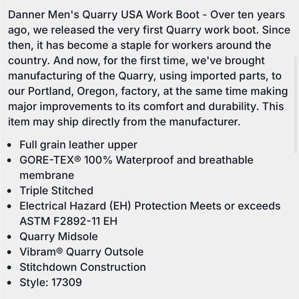 Danner men size