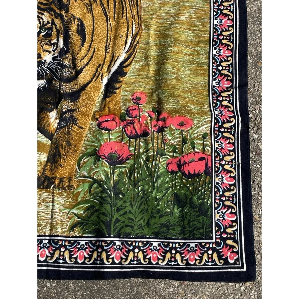 Vintage Tiger Landscape Tapestry Cotton Wall Hanging 56x36