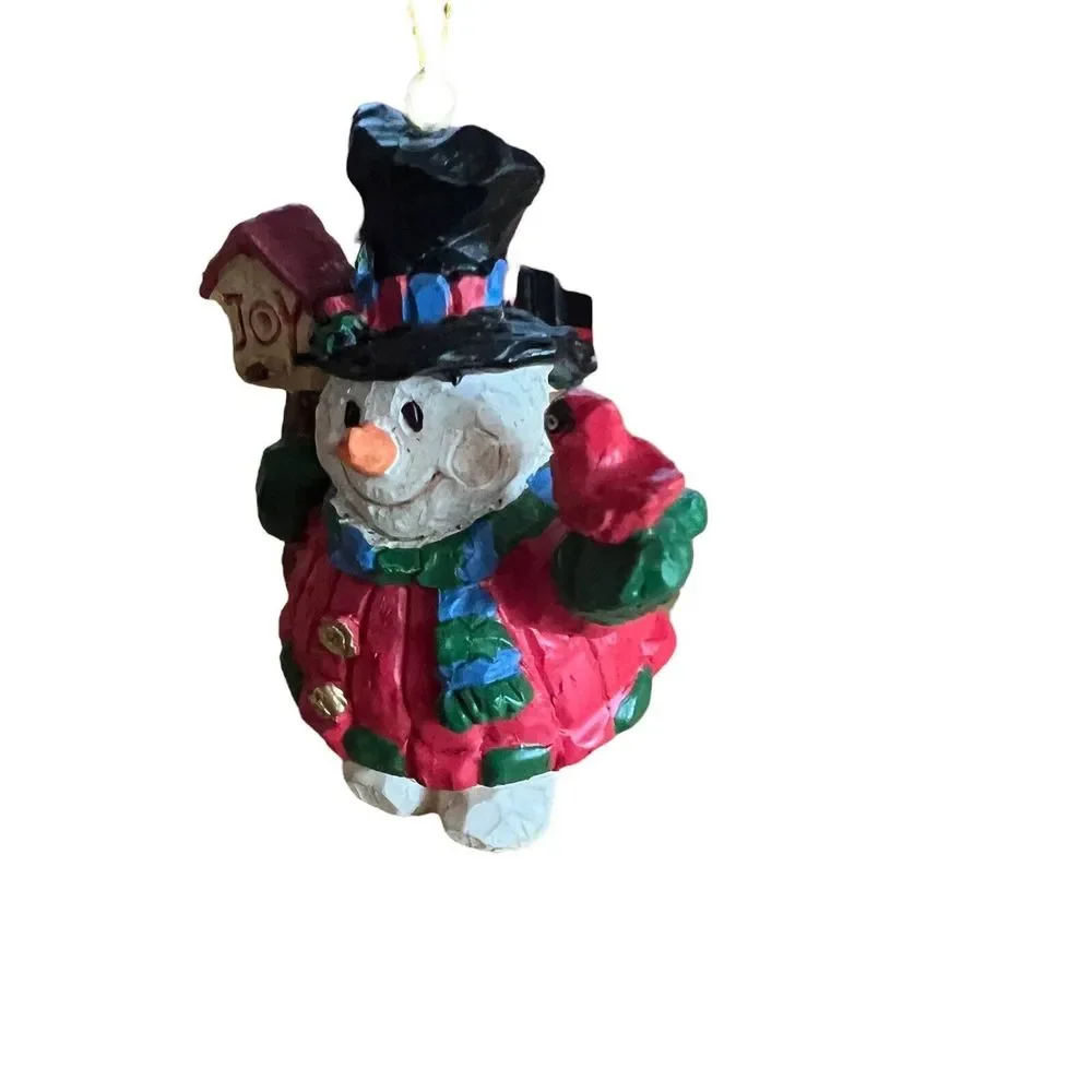 Snowman 3x2.5 Christmas‎ Tree Ornament Moving Legs Red Bird Birdhouse Winter