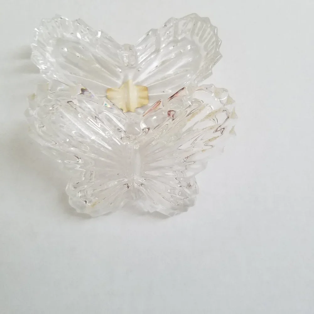Zajecar 24% lead crystal butterfly trinket jewelry box,‎ made in Yugoslavia