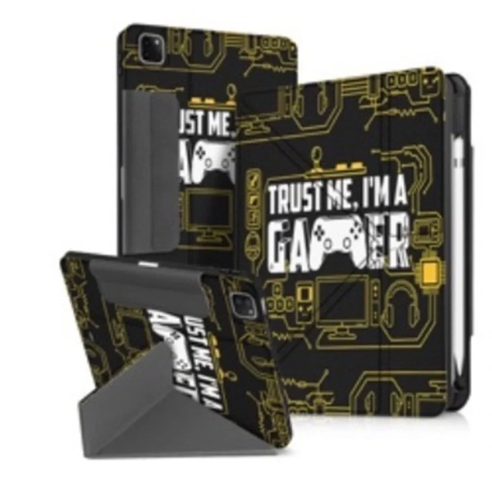 Trust Me I'm A Gamer iPad Pro 11 Case Black Gold Folding‎ Stand Pencil Holder