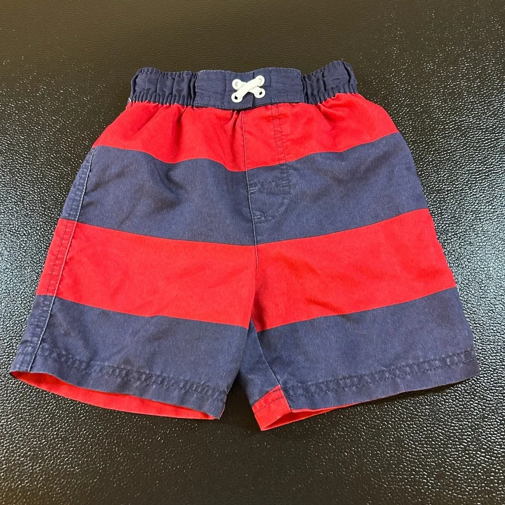 Circo Striped Swim Trunks Elastic Waist Swim‎ Shorts Casual Red Blue Toddler 3T