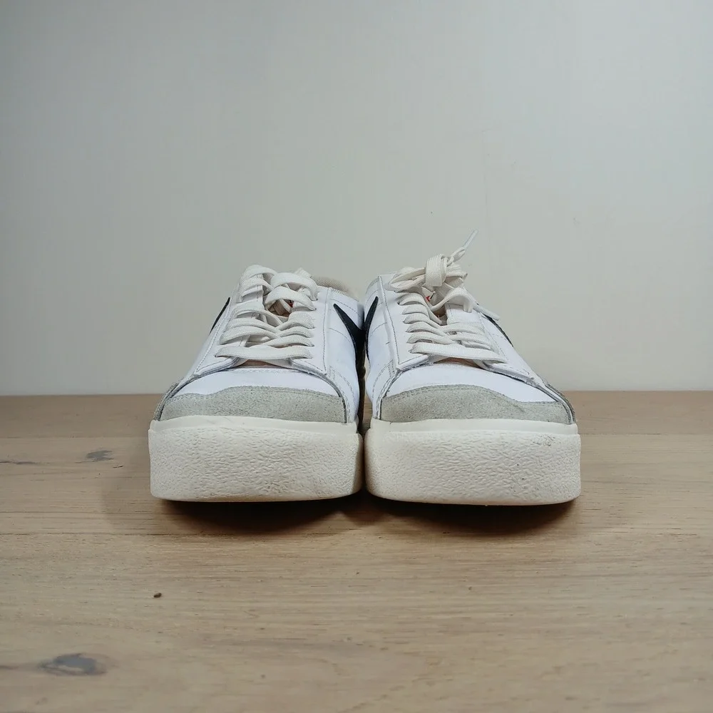 Nike Blazer Low Platform Sneakers Men's 10 White Black Leather Casual Shoes