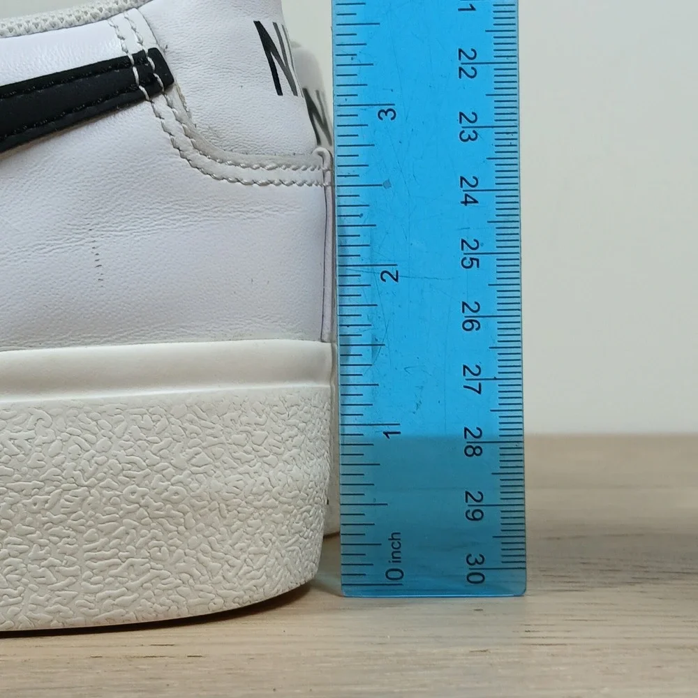 Nike Blazer Low Platform Sneakers Men's 10 White Black Leather Casual Shoes