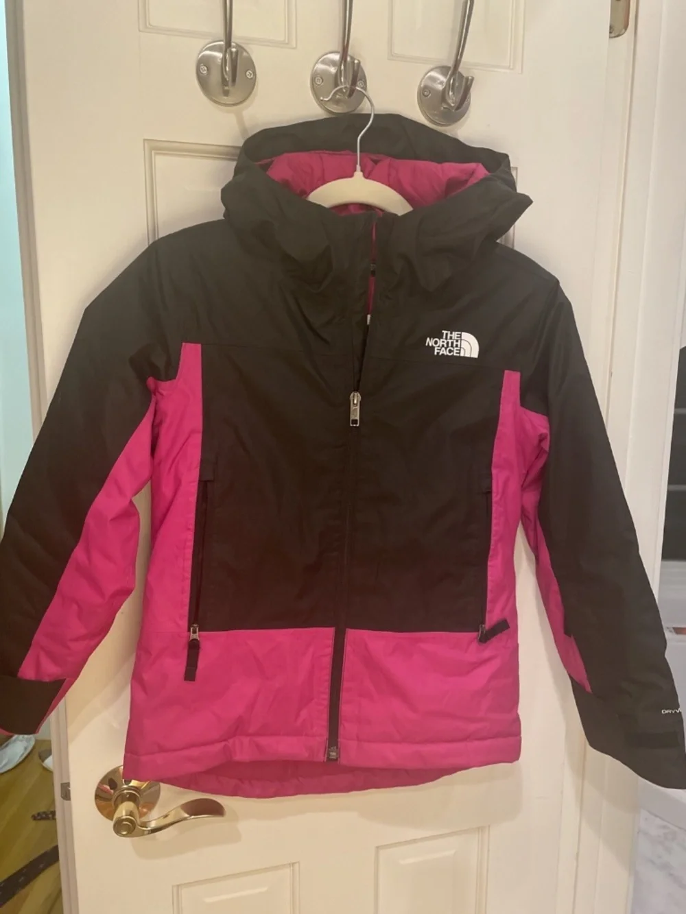 The North Face Girls Kids Pink Freedom Insulated Water Repellent Jacket, M(10)