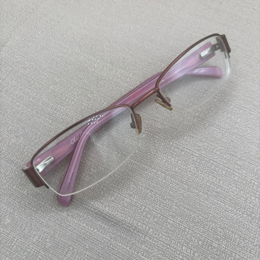 Oleg Cassini OCO 314 Womens Eyeglasses Plum Purple Semi Rimless 53-18-135