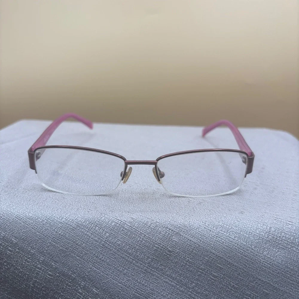 Oleg Cassini OCO 314 Womens Eyeglasses Plum Purple Semi Rimless 53-18-135