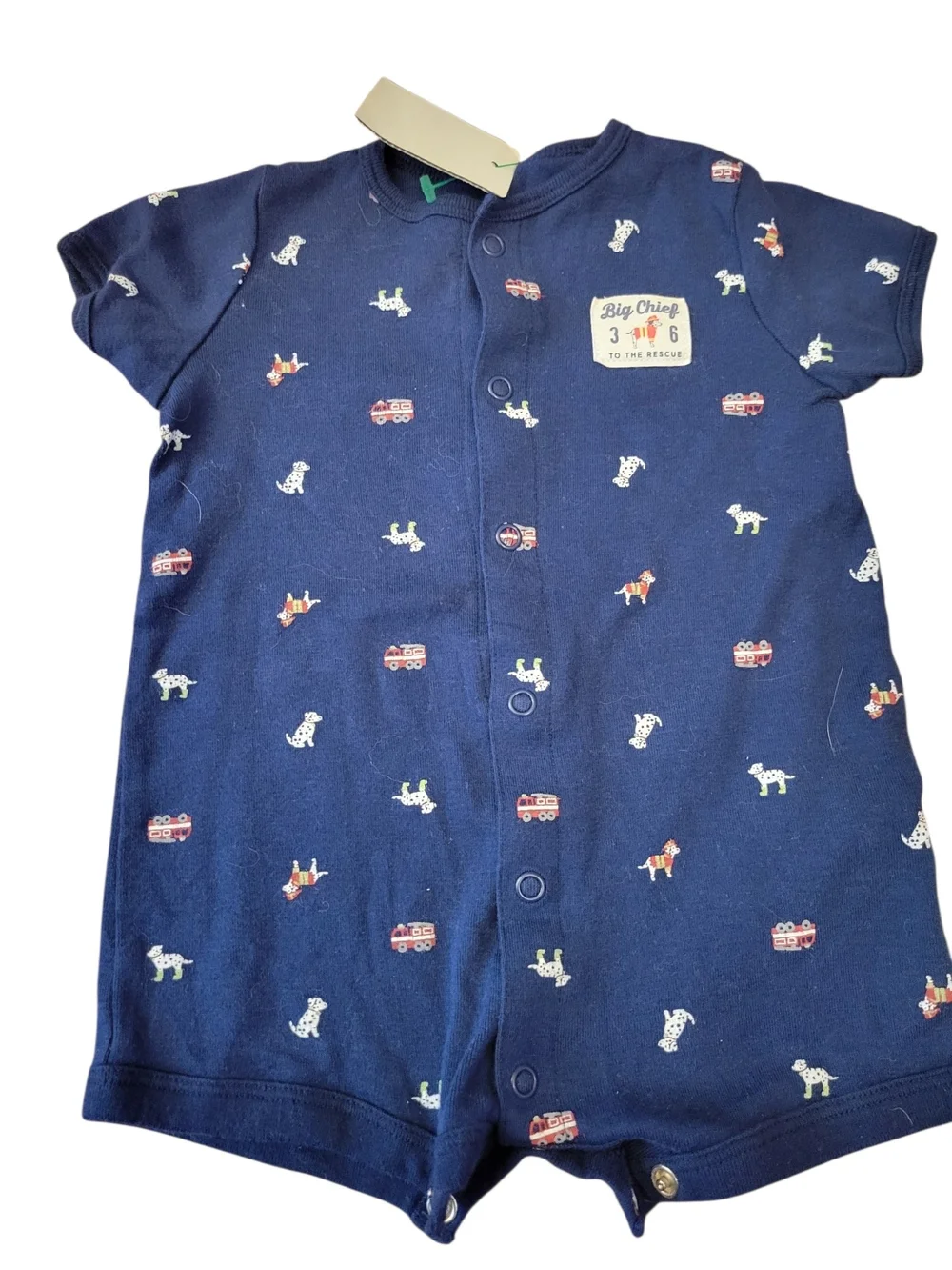 Carter's One Piece Romper Fire Dept Theme‎ Snap Front Neutral  Size 6 Mos