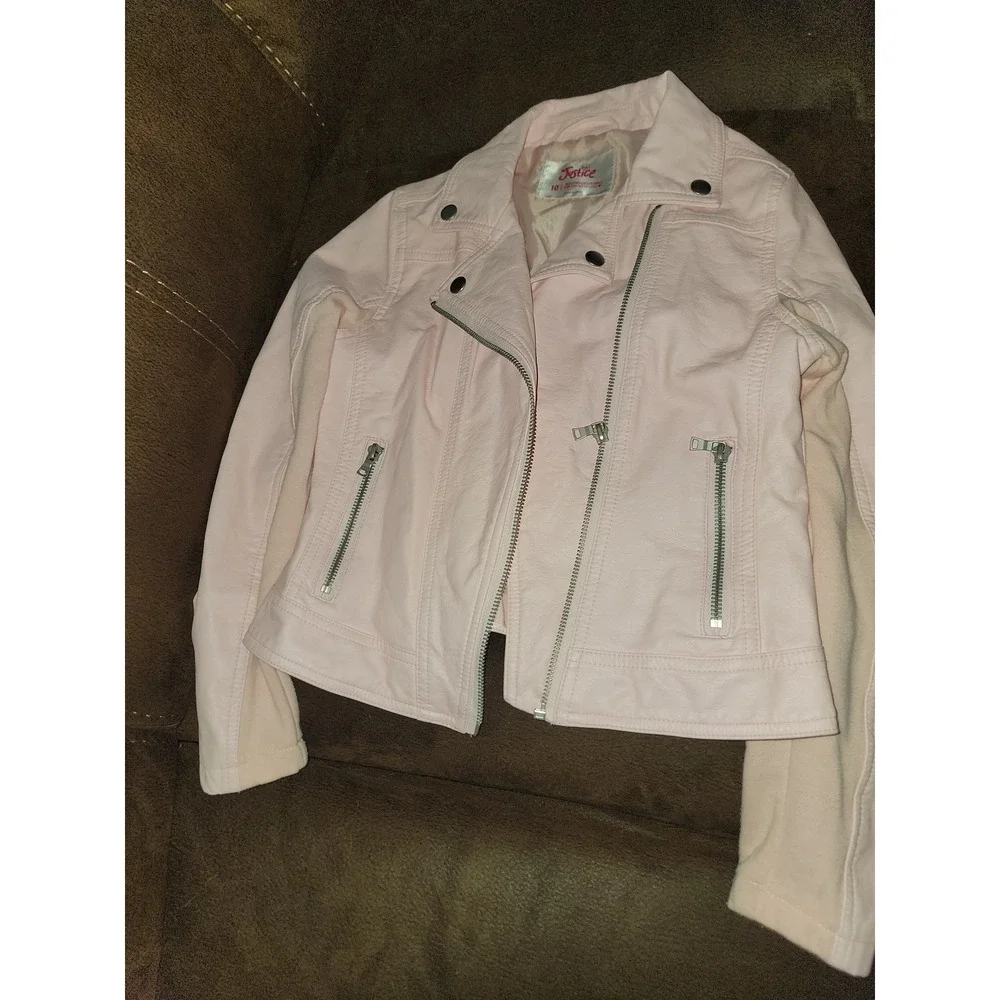 Justice pink faux leather jacket size 10‎ back to school