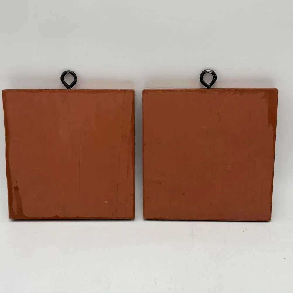 Vintage Folk Art‎ Wood Wall Plaques Dutch Amish Boy Girl Hand Painted Set of 2
