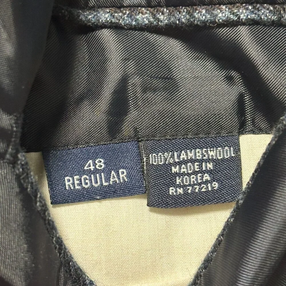 Botany 500 Lambswool Blazer Sports Coat Navy Tweed Single Breasted Mens Size 48R