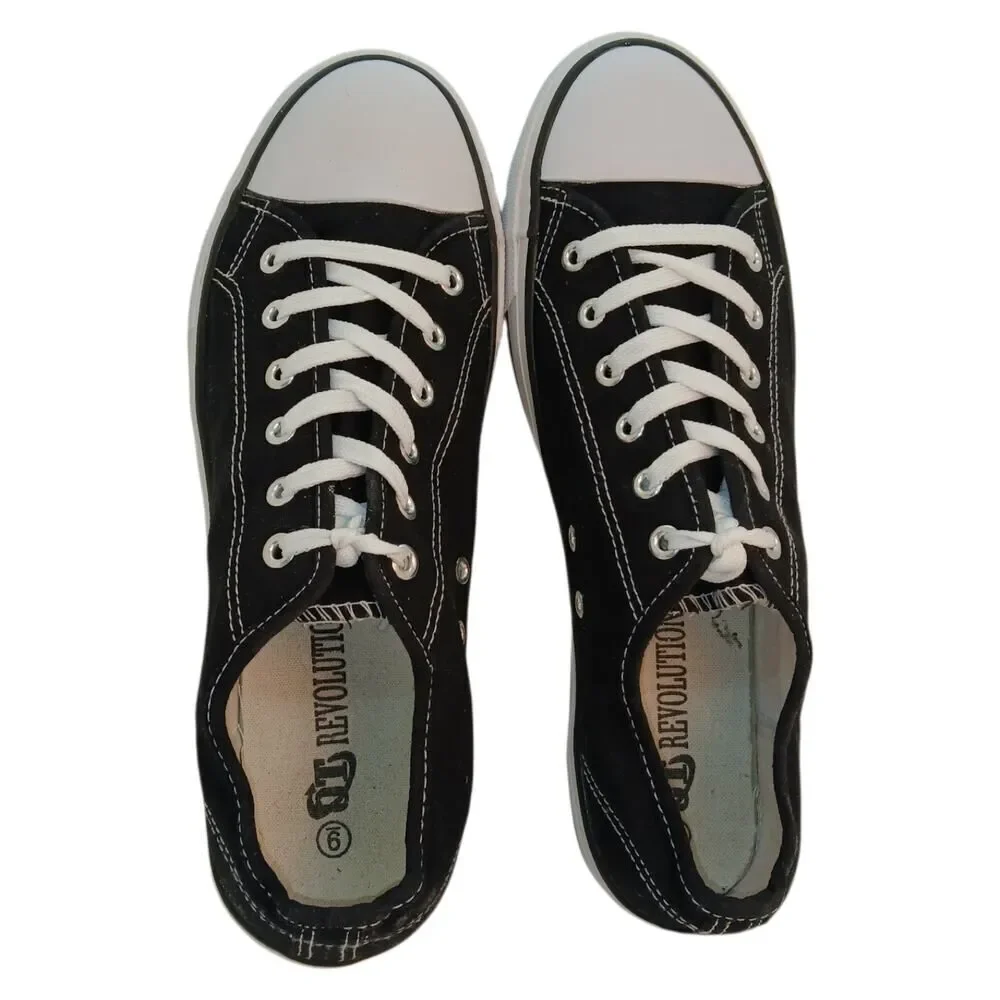 OT Revolution Men's Black & White Canvas Sneakers - Size 9