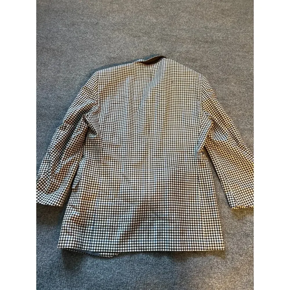 Miller Brothers Mens Black White Check Long Sleeve Lined Wool Blazer Jacket 44R