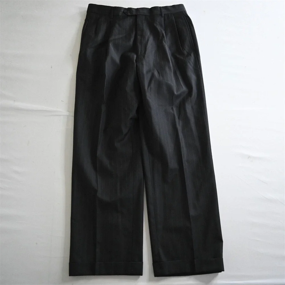 Jos A Bank 41L 42L 32x30 Gray Stripe Signature Gold Wool‎ Mens Jacket Pants Suit