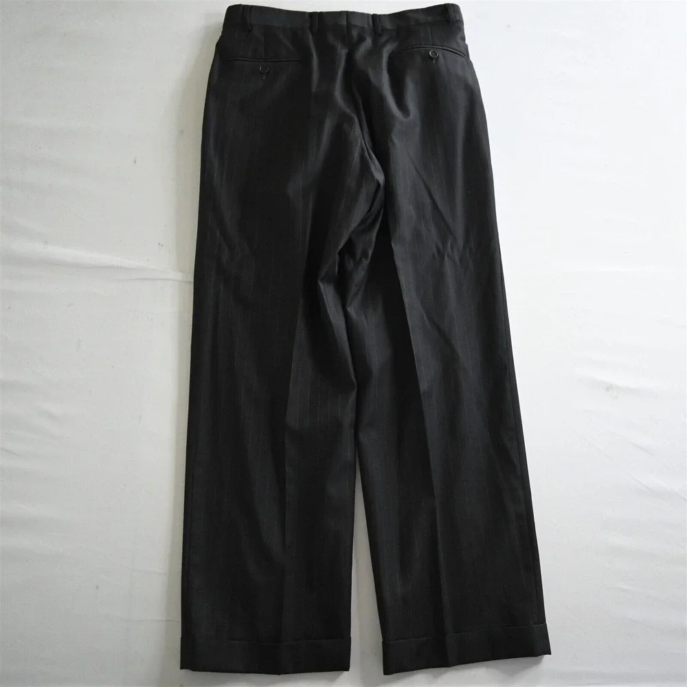 Jos A Bank 41L 42L 32x30 Gray Stripe Signature Gold Wool‎ Mens Jacket Pants Suit