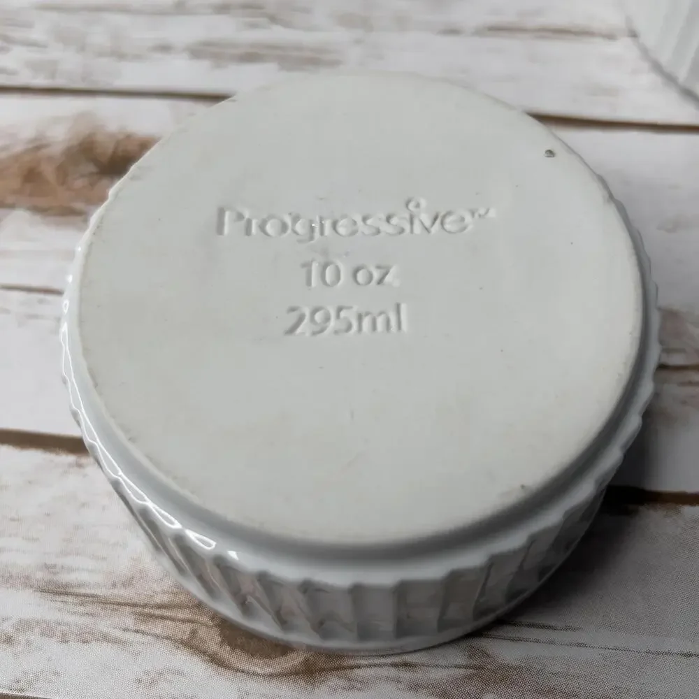 Progressive Brand‎ Set of 2 White Ceramic Ramekins 10 oz