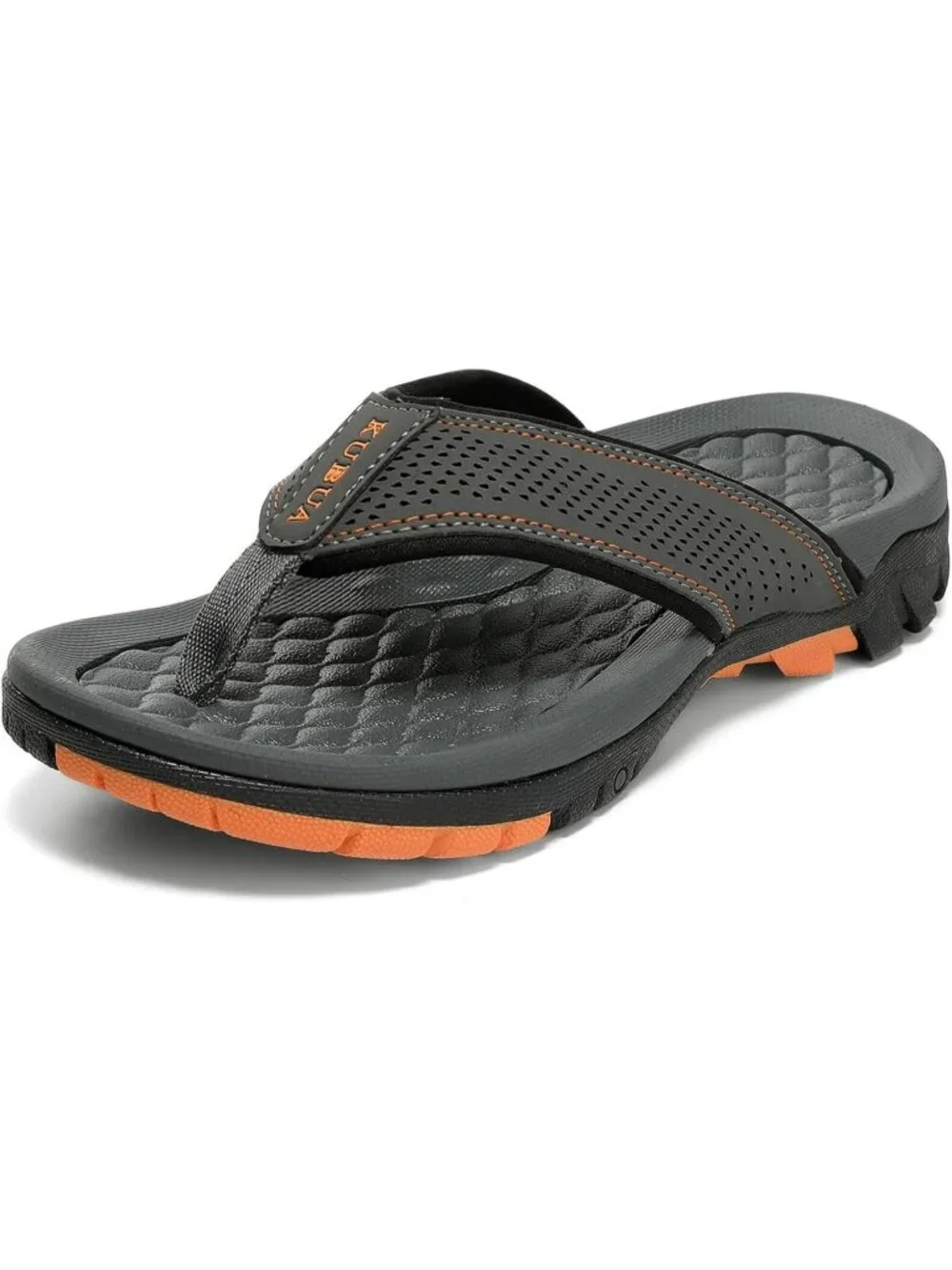 Men's Grey Beach Flip-Flops Water Casual Outdoor Athletic Thong Sandal Slipper