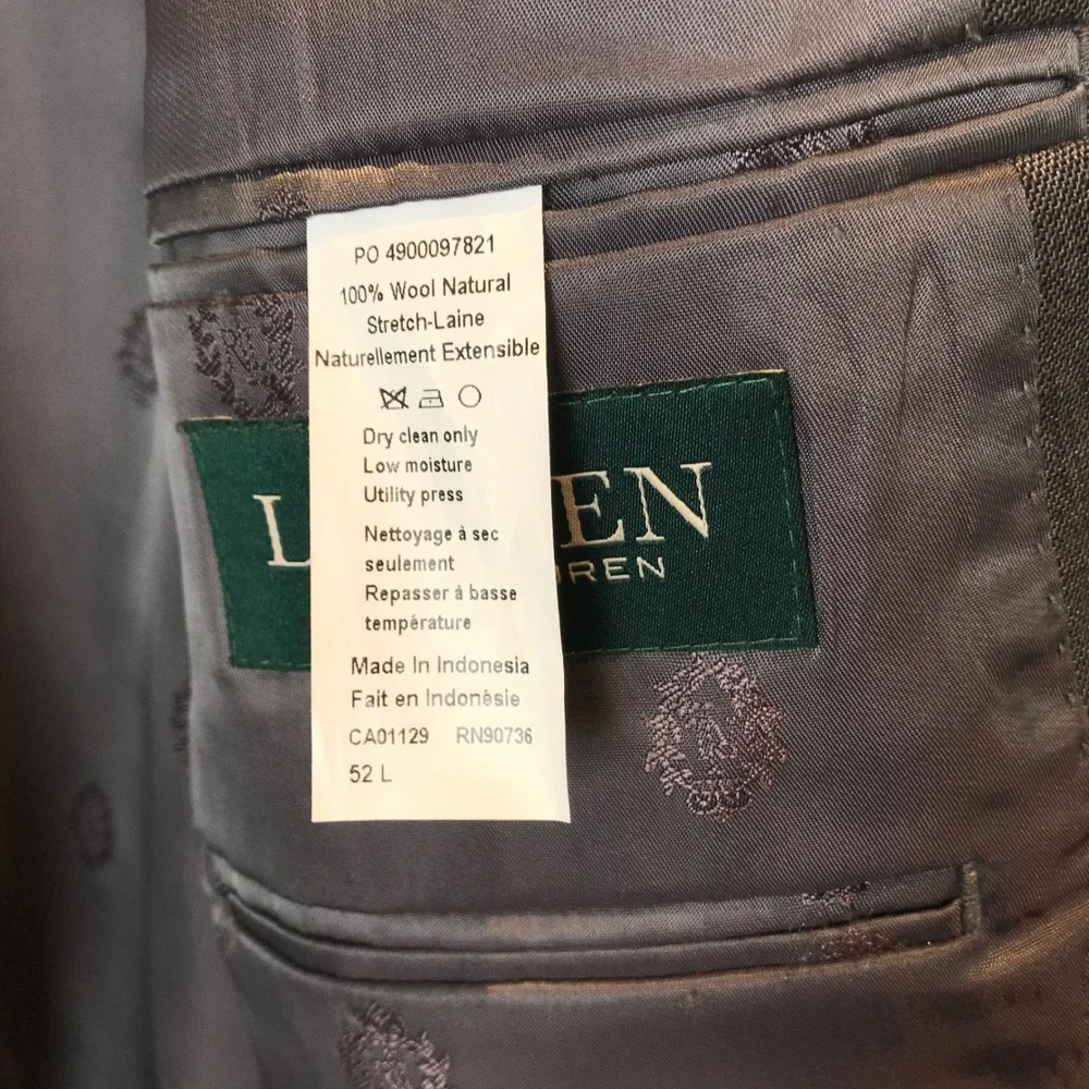 Lauren Ralph Lauren‎ Men's Grey 100% Wool Jacket Blazer Size 52L