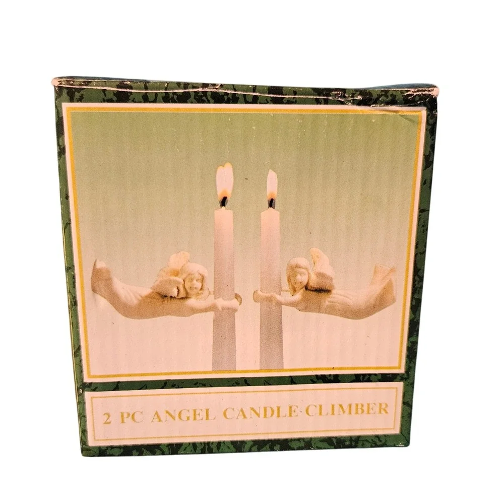 Vintage 2 PC Angel Candle Climber‎ Figurine Pair Holiday Home Decor Christmas