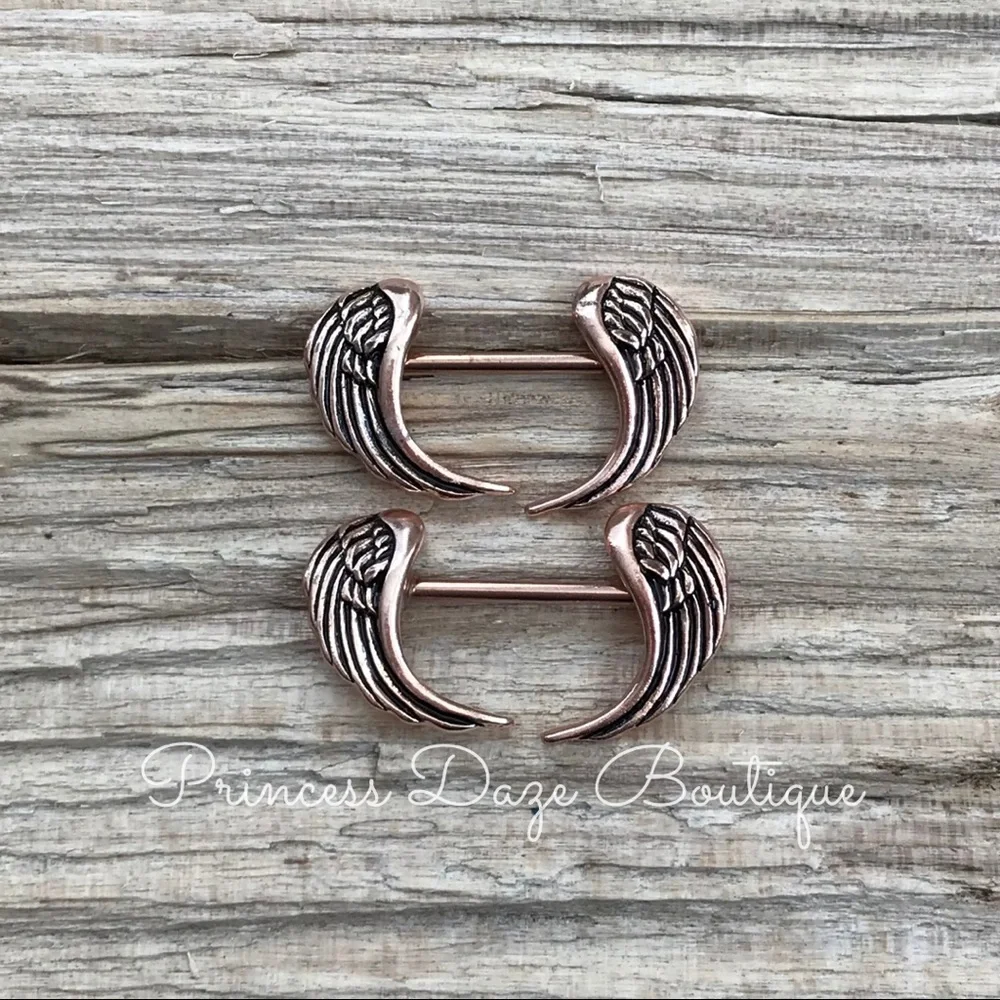 Rose Gold‎ Angel Wing Nipple Ring Set